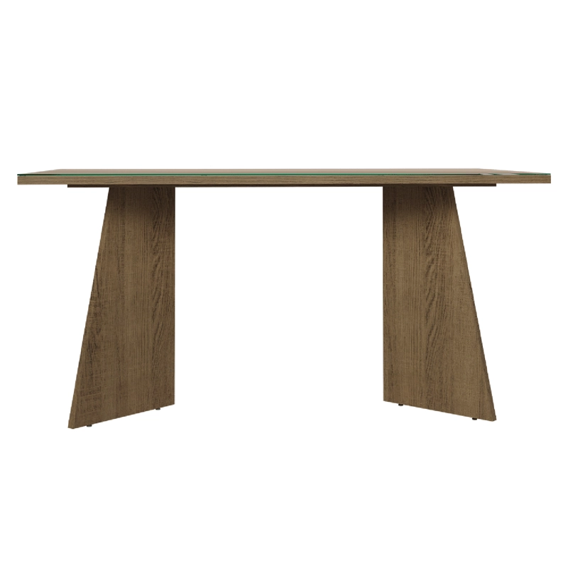 MESA DE COMEDOR MADESA 5389 CON VIDRIO RECTANGULAR MARRON/CREMA - 4