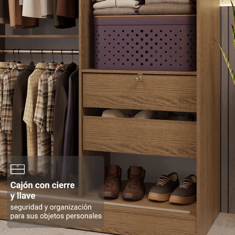 CLOSET MADESA LUKE 2 PUERTAS CORREDERAS CON ESPEJOS MARRON - 6