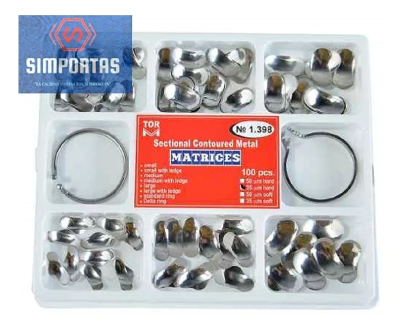 BANDA MATRICES PREFORMADAS ODONTOLOGIA ANILLO 100U SANTIAGO - 1
