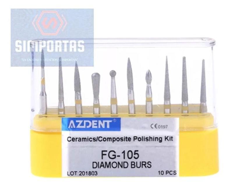 FRESAS PIEDRAS DE DIAMANTE ODONTOLOGIA SET PULIDO FINO 10U - 1
