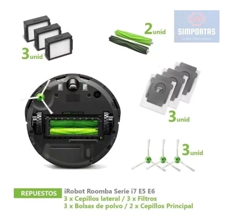 REPUESTOS ASPIRADORA IROBOT ROOMBA I7 E5 E6 + BOLSAS STGO. - 1