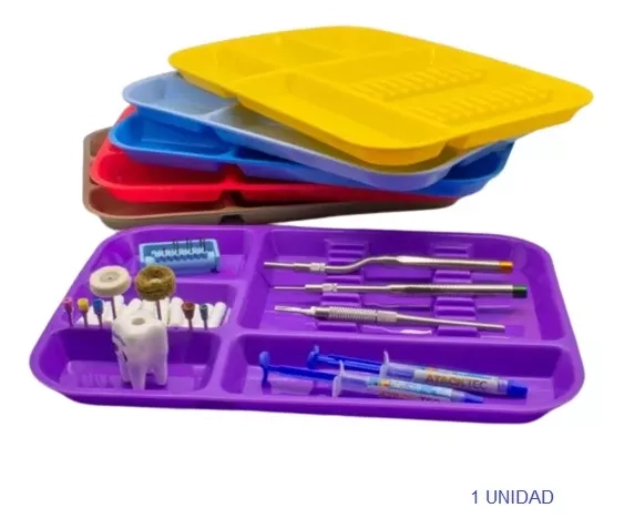 BANDEJA PLASTICA DENTAL SECCIONES CALIDAD COLORES 1 UNIDAD - 1