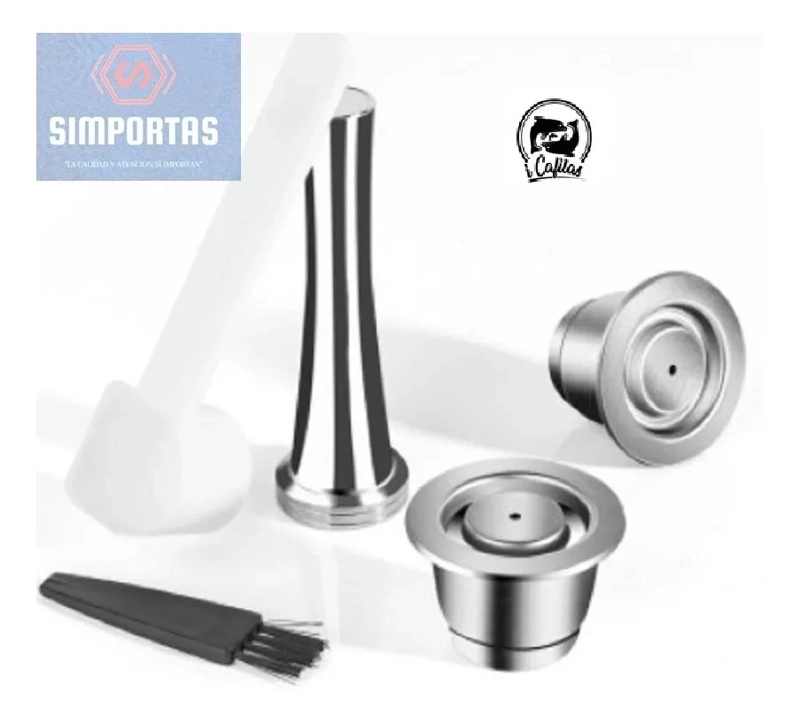 2 CAPSULAS REUTILIZABLES ACERO PARA NESPRESSO +APISONADOR Y+ - 1