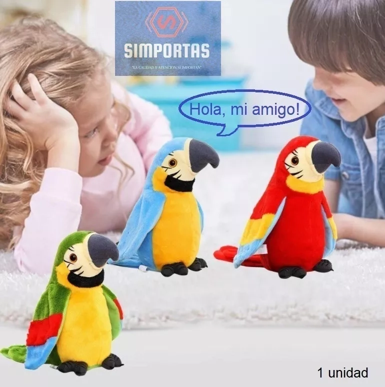 LORO PARLANTE PELUCHE A PILAS REPITE LO QUE DICES NOVEDAD - 1