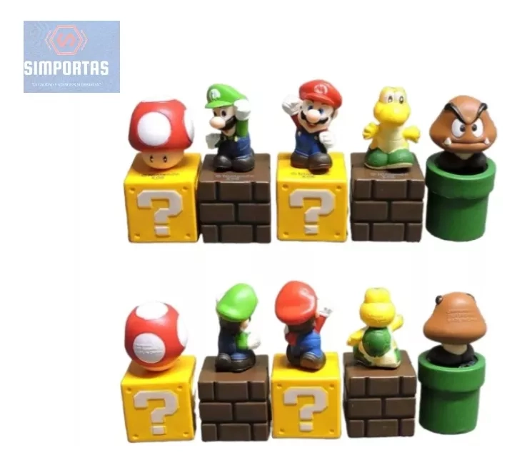MARIO BROS SET 5 FIGURAS 5 CM EN CUBOS CALIDAD - 1