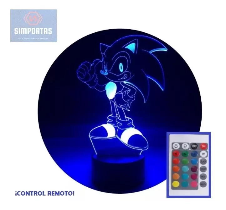 LAMPARA SONIC VISUAL 3D UNICA CON CONTROL REMOTO COLORES - 1