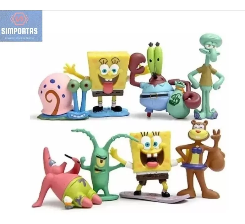 FIGURAS BOB ESPONJA SET DE 8 UNIDADES CALIDAD SANTIAGO - 1