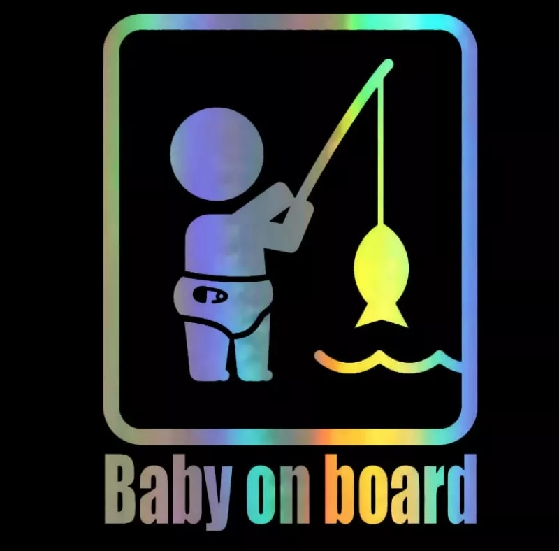 STICKER AUTOADHESIVO BABY FISH HOLOGRAFICO ARCOIRIS CALIDAD - 1