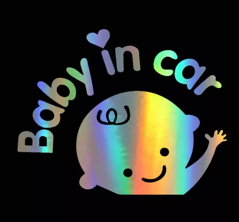 STICKER AUTOADHESIVO BABY IN CAR HOLOGRAFICO ARCOIRIS - 1
