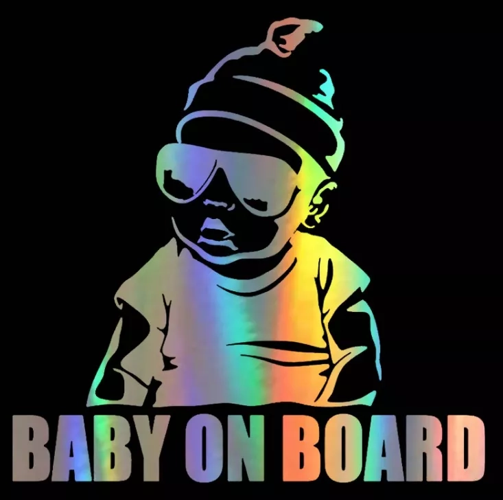 STICKER AUTOADHESIVO BABY RAP HOLOGRAFICO ARCOIRIS CALIDAD - 1