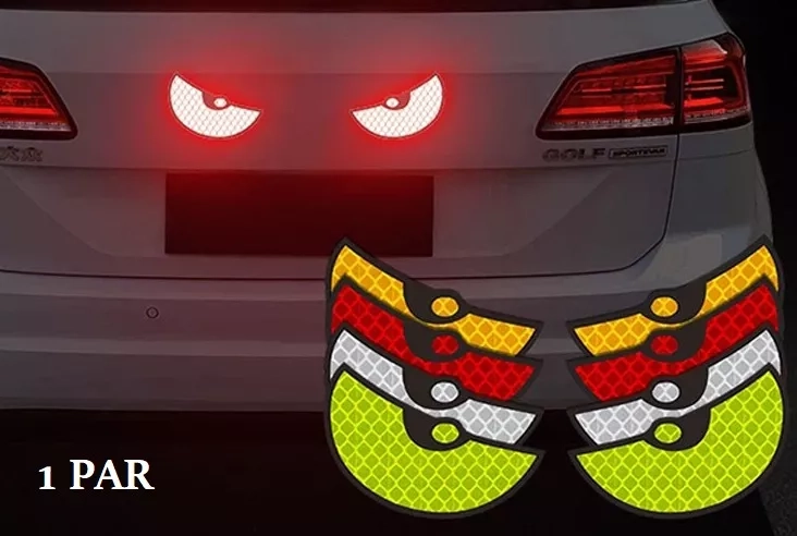 STICKERS 3D PAR OJOS REFLECTANTES AUTOADHESIVO AUTO TUNNING - 1