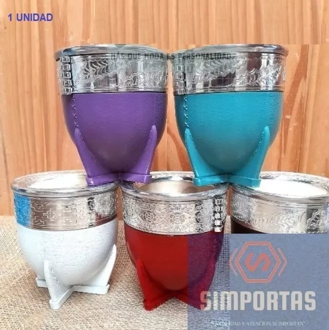 MATE IMPERIAL GRANDE DE SIMIL-CUERO CALABAZA COLORES STGO. - 1