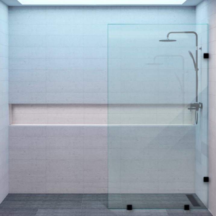 Shower Door vidrio templado 90x190 cm Herraje Negro - Civita - 1