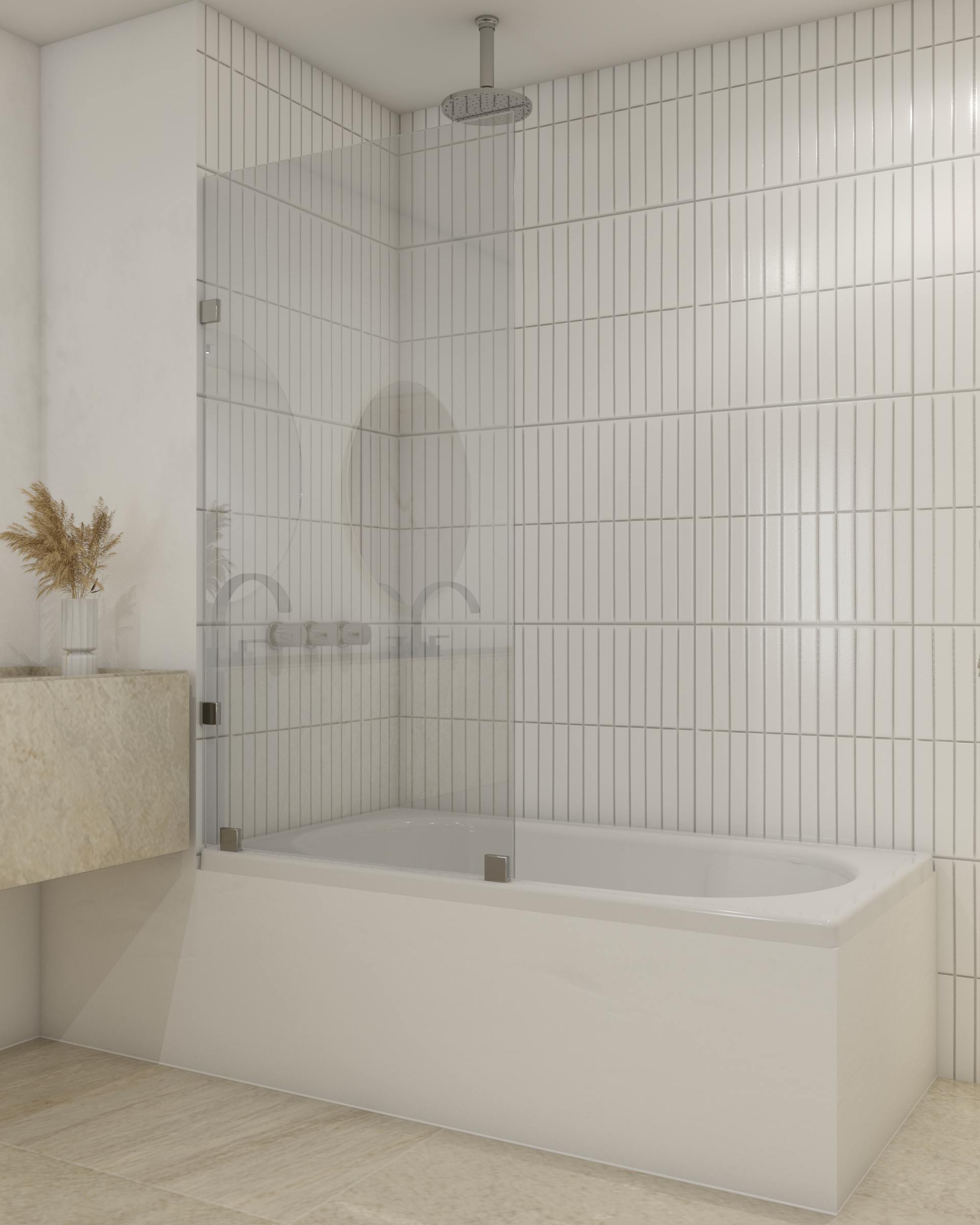 Shower Door vidrio templado 80x150 cm Herraje Inox - Civita - 2