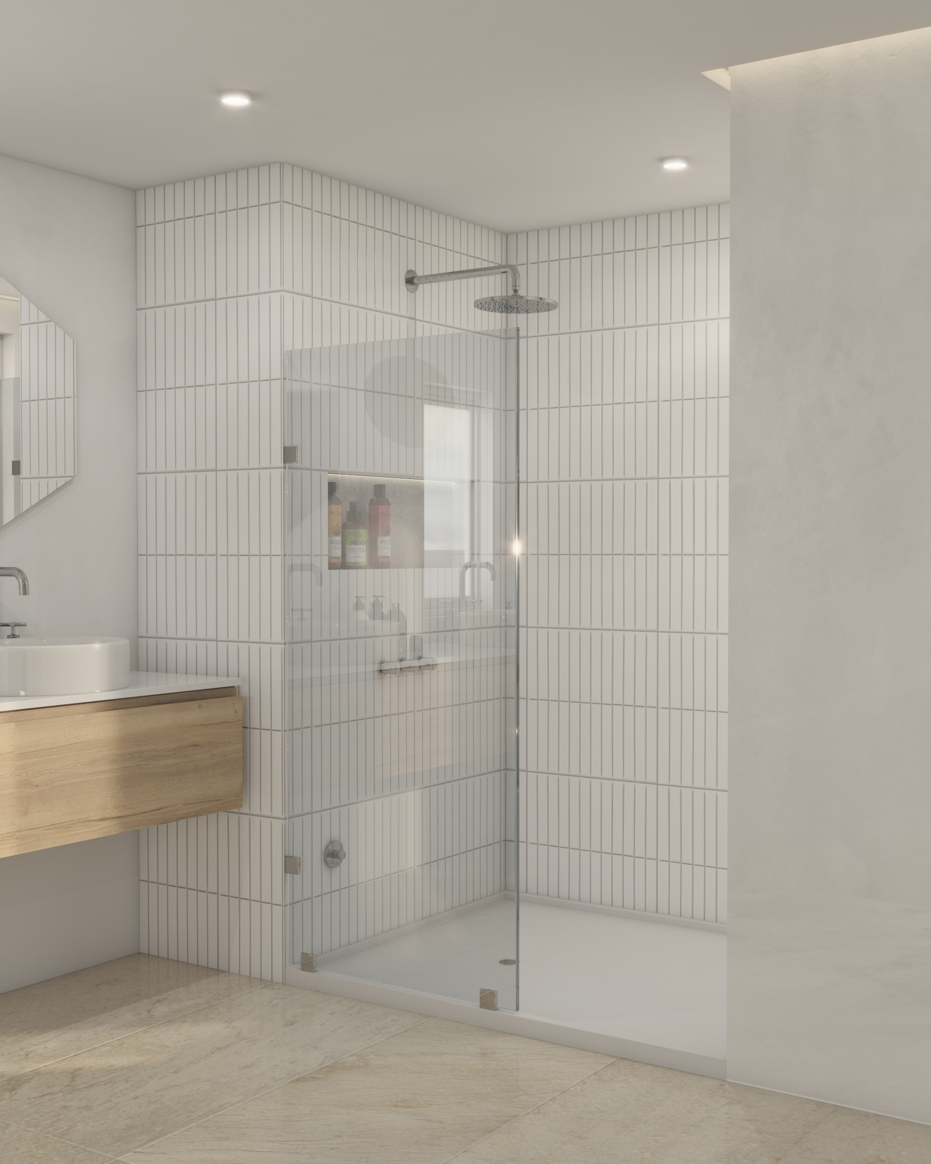 Shower Door vidrio templado 100x190 cm Herraje Inox - Civita - 2