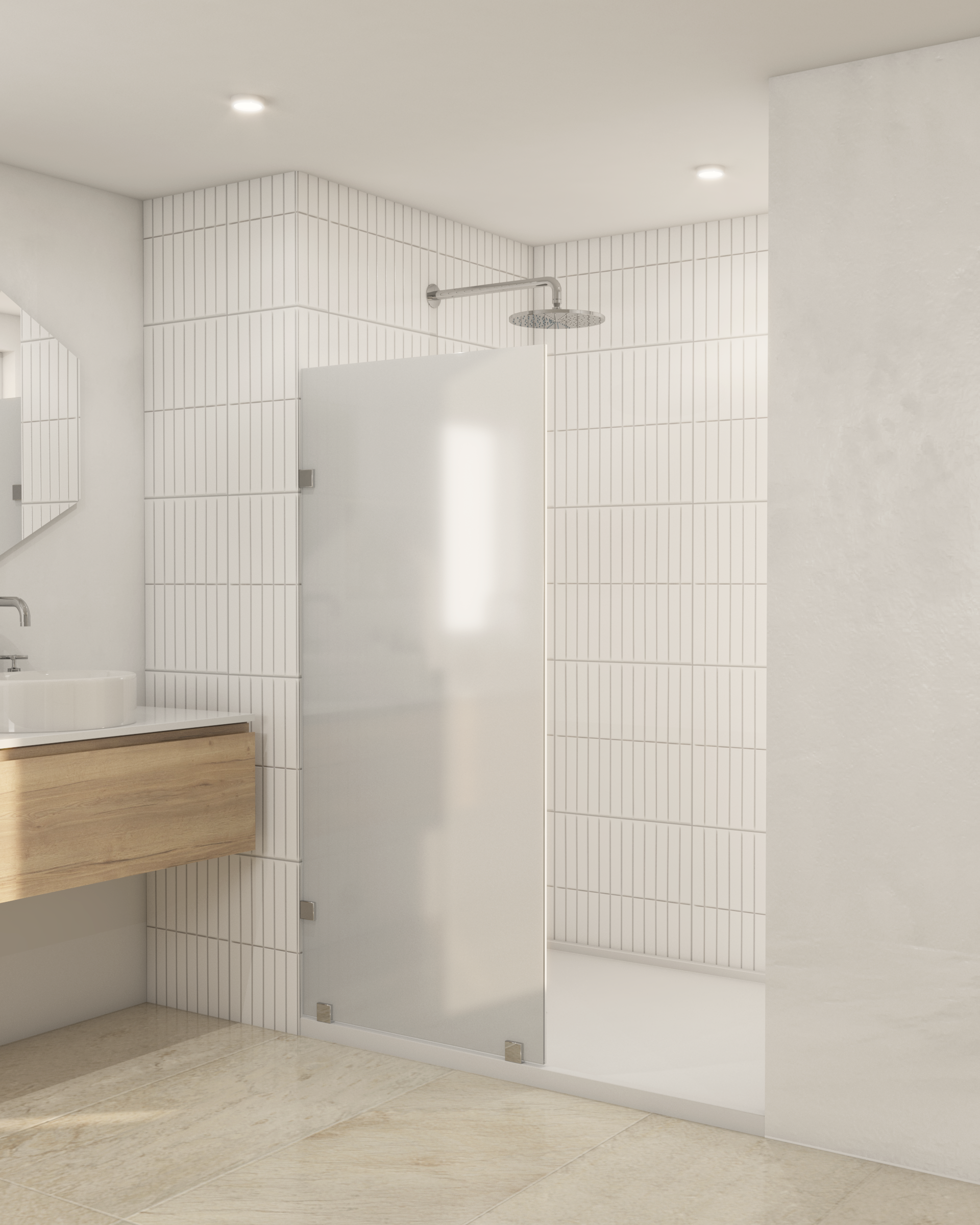 Shower Door vidrio templado con empavonado 80x190 cm Herraje inox - 2