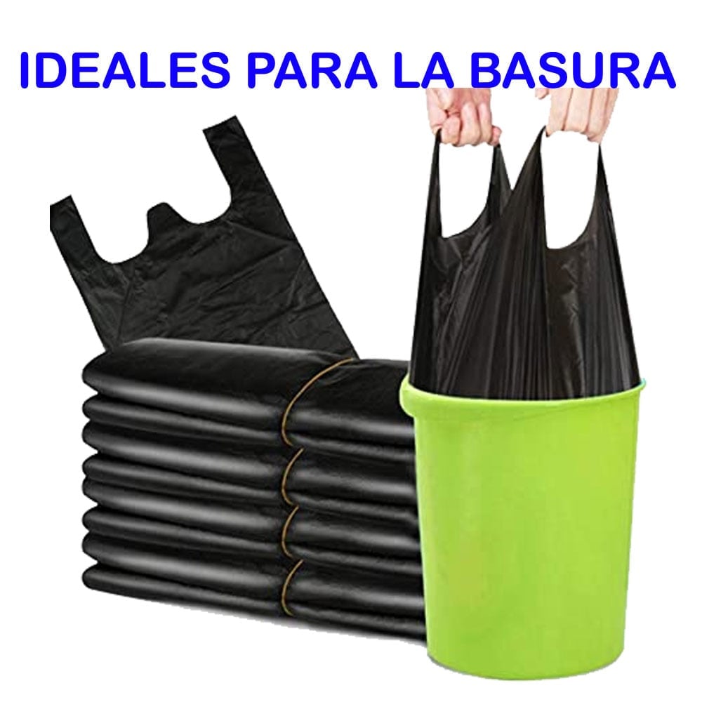 BOLSAS PLÁSTICAS TIPO CAMISETA - 40X50 - 100 UNIDADES - NEGRA - 2