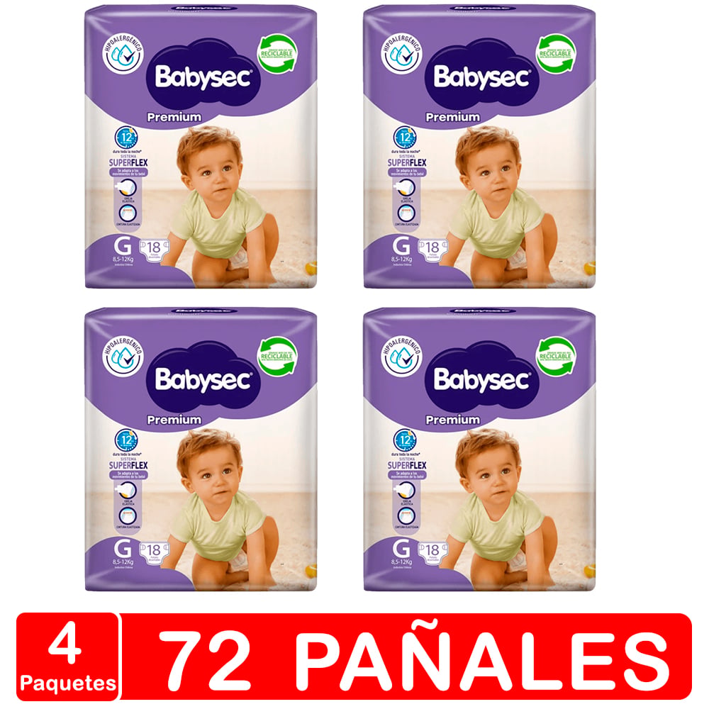 PAÑALES BABYSEC PREMIUM -TALLA G – 72 PAÑALES - 1