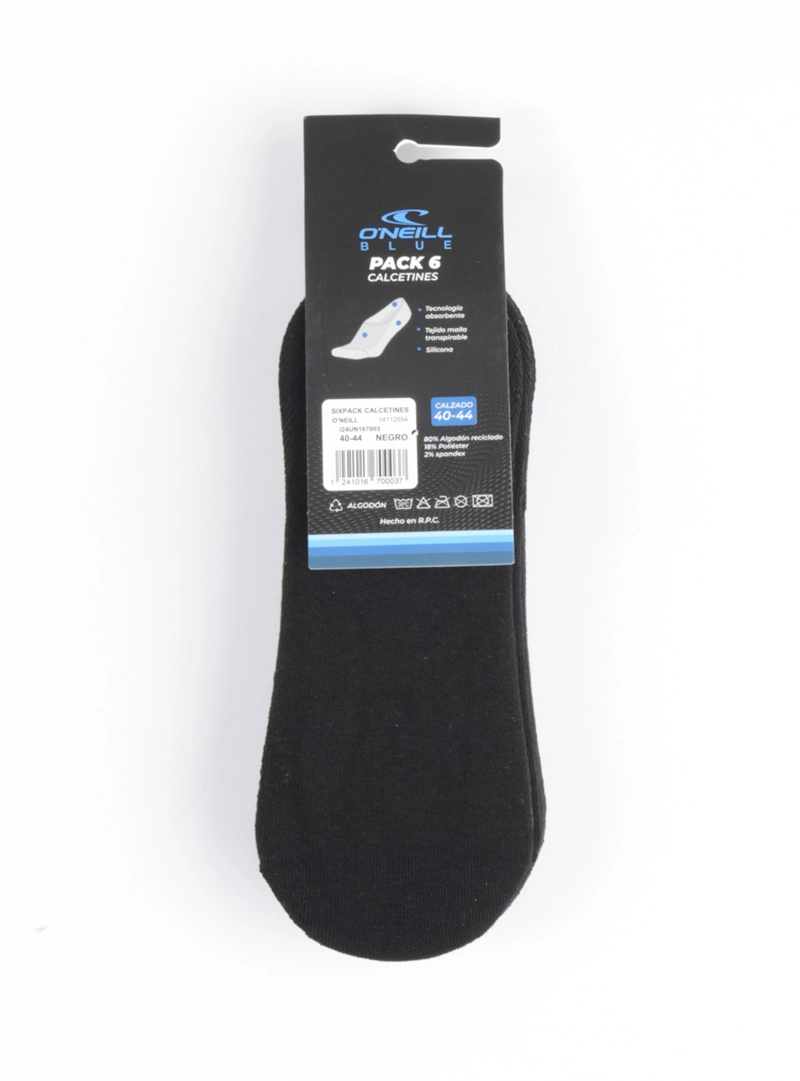 SIXPACK CALCETINES ALGODÓN ONEILL DAYLY FOOTIE NEGRO - 3