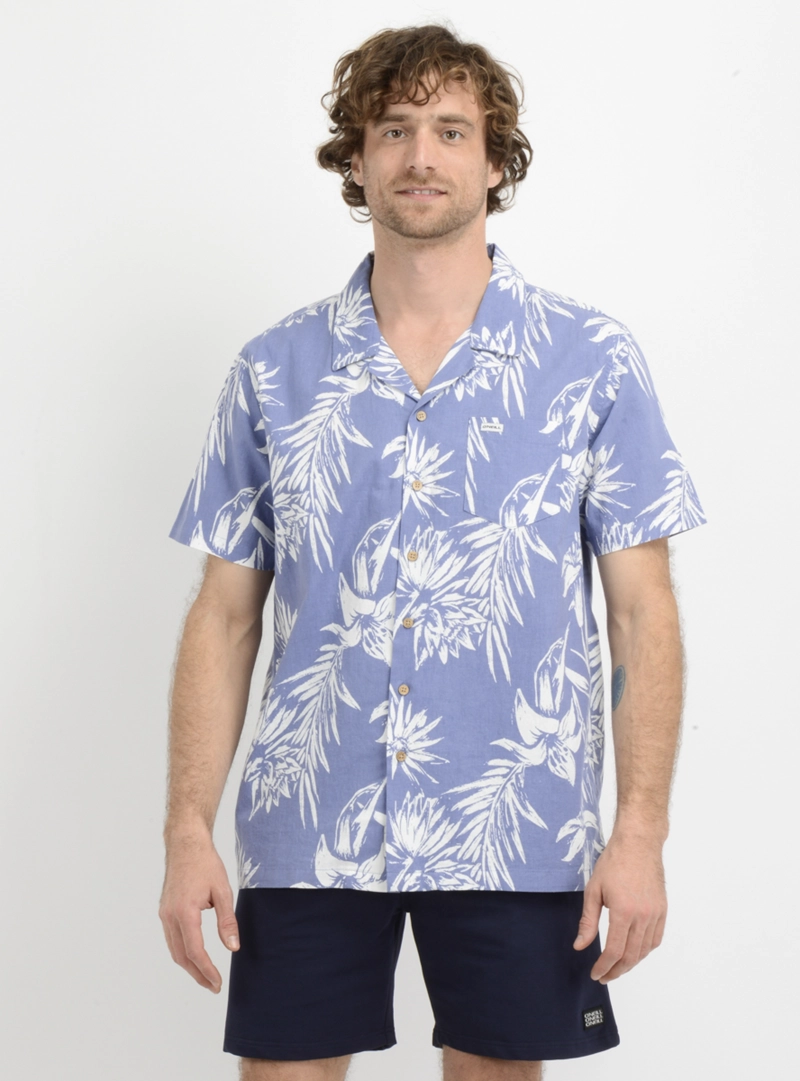 CAMISA MANGA CORTA TROPICANA  AZUL - 1