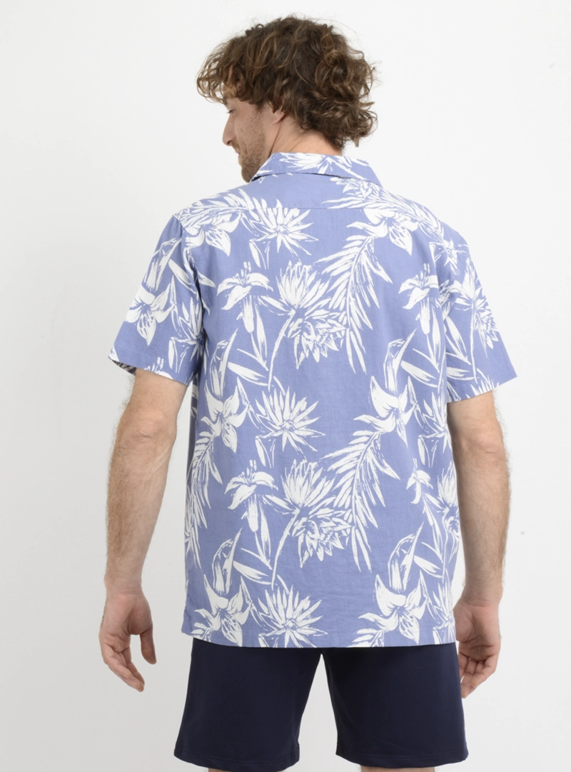 CAMISA MANGA CORTA TROPICANA  AZUL - 3
