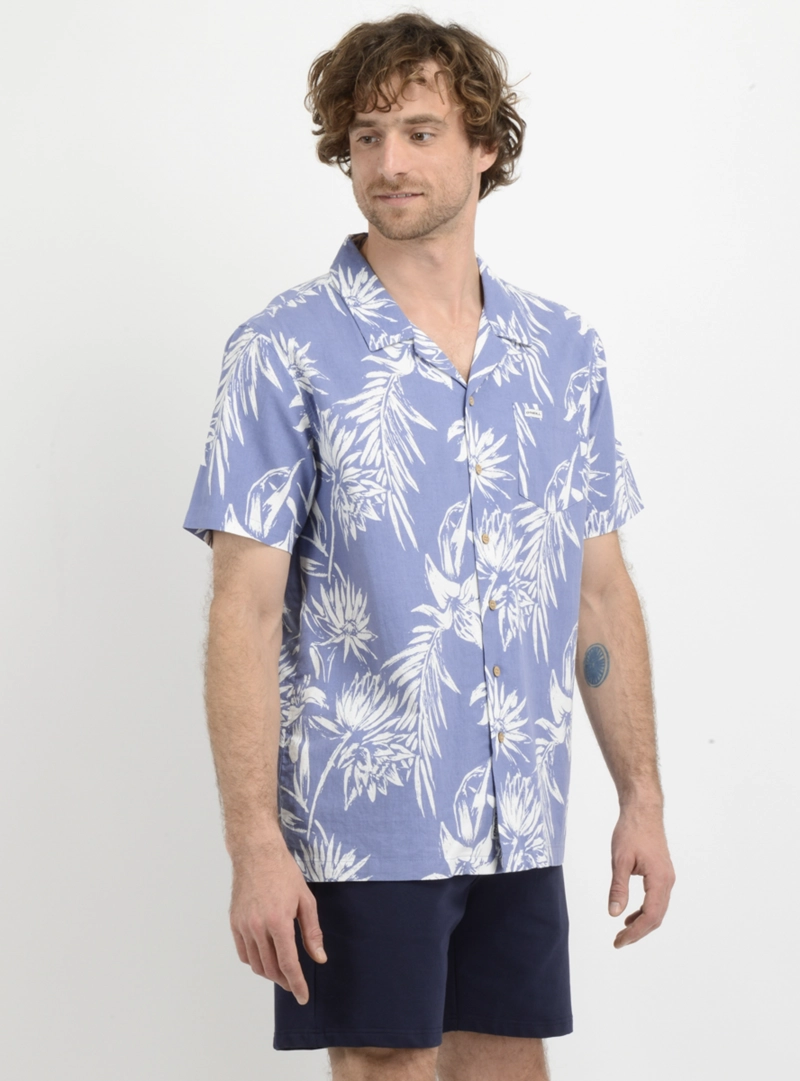 CAMISA MANGA CORTA TROPICANA  AZUL - 4