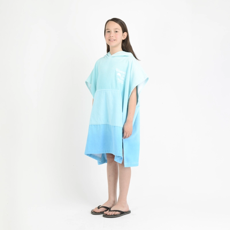 PONCHO TOALLA WOW GIRL  AZUL TURQUESA / AGUA - 2