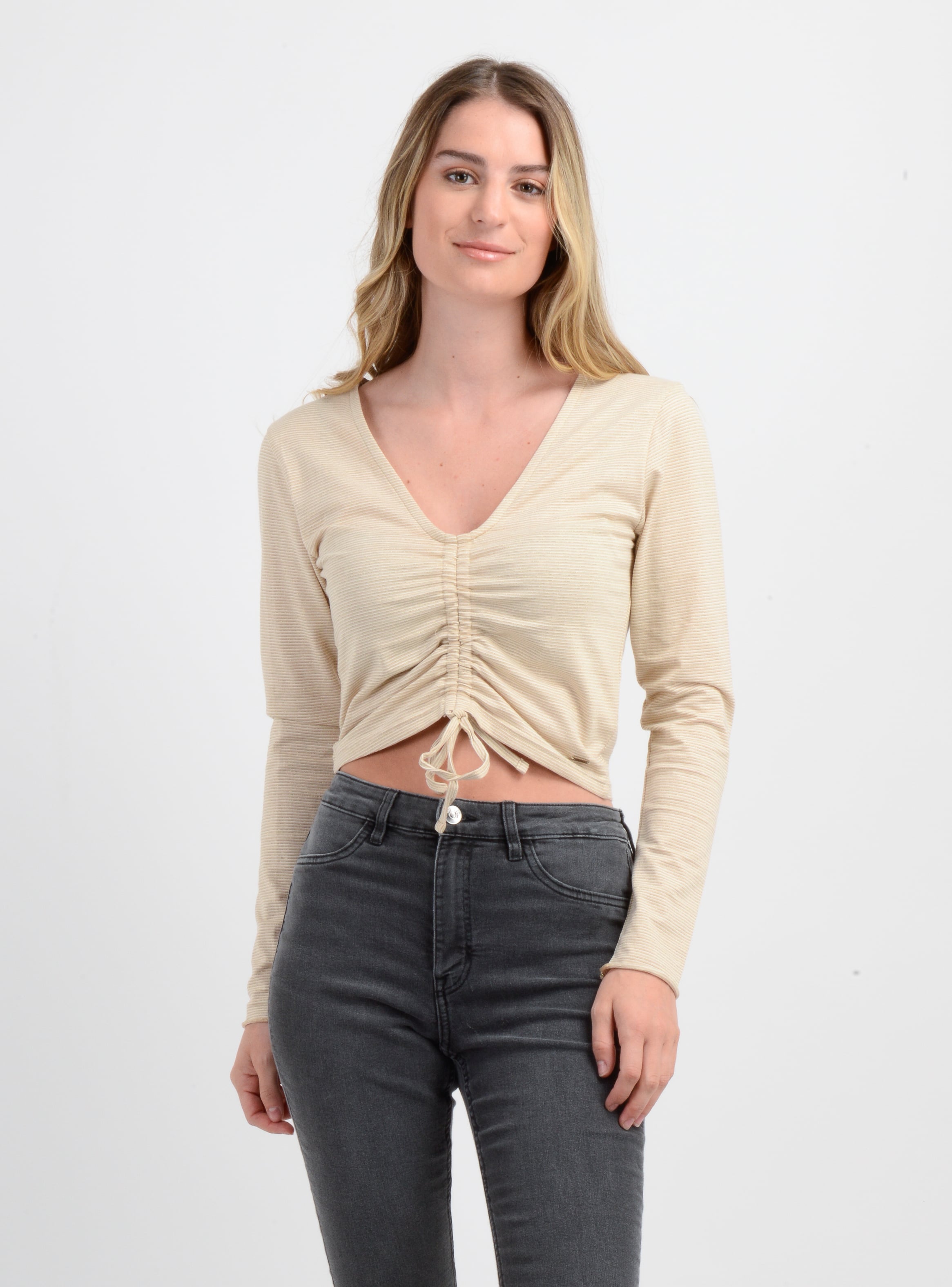 POLERA MANGA LARGA LEANNE BEIGE - 1