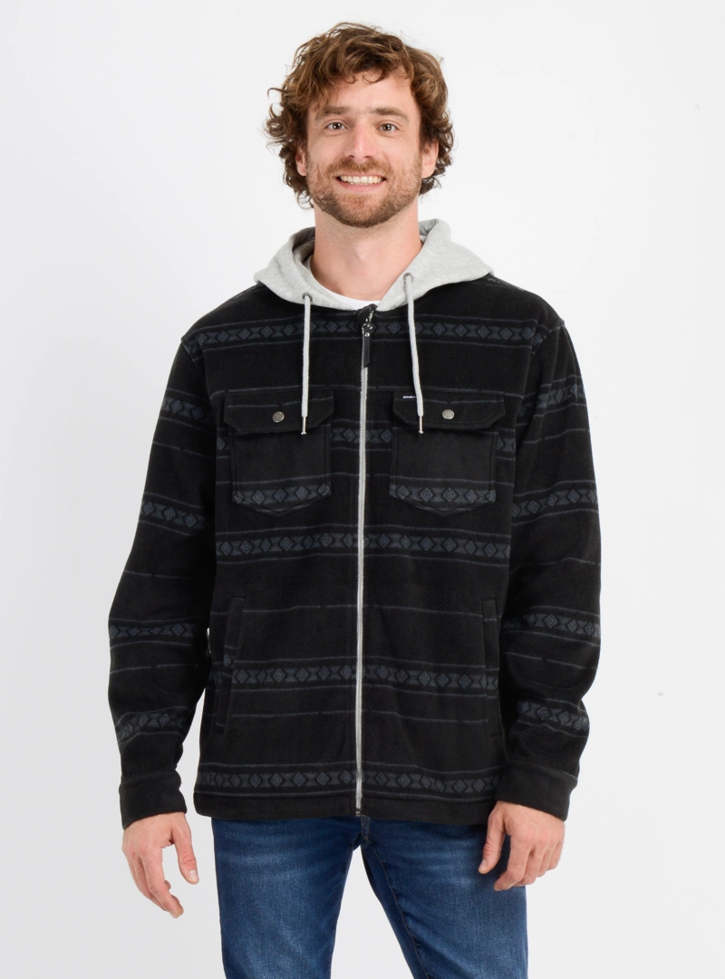 CAMISA POLAR REDMOND HOOD NEGRO - 1