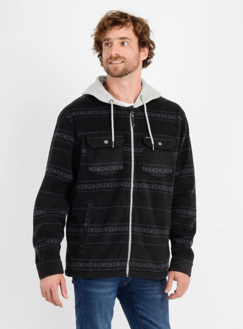 CAMISA POLAR REDMOND HOOD NEGRO - 3