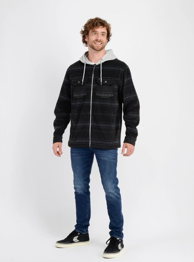 CAMISA POLAR REDMOND HOOD NEGRO - 4