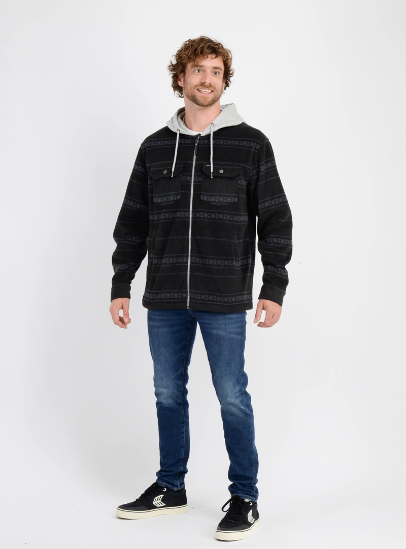 CAMISA POLAR REDMOND HOOD NEGRO - 4