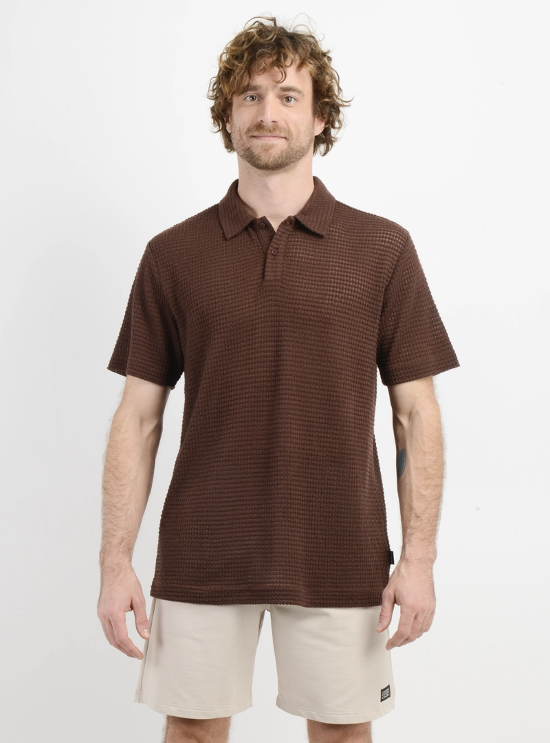 POLERA TEJIDA MANGA CORTA GRAVEY CAFE - 1