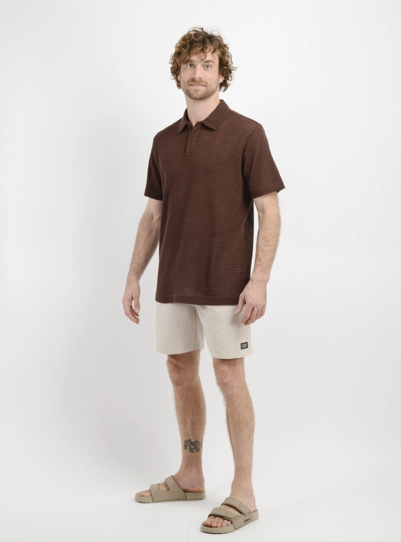 POLERA TEJIDA MANGA CORTA GRAVEY CAFE - 3