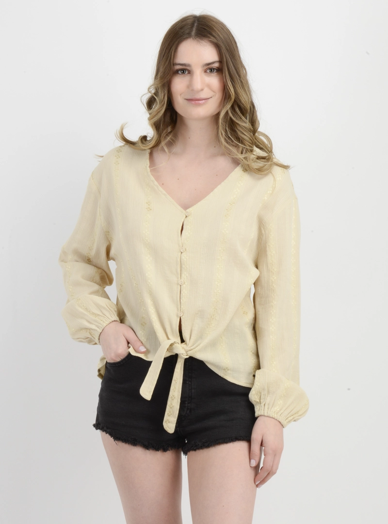 BLUSA MANGA LARGA MARY BEIGE - 1