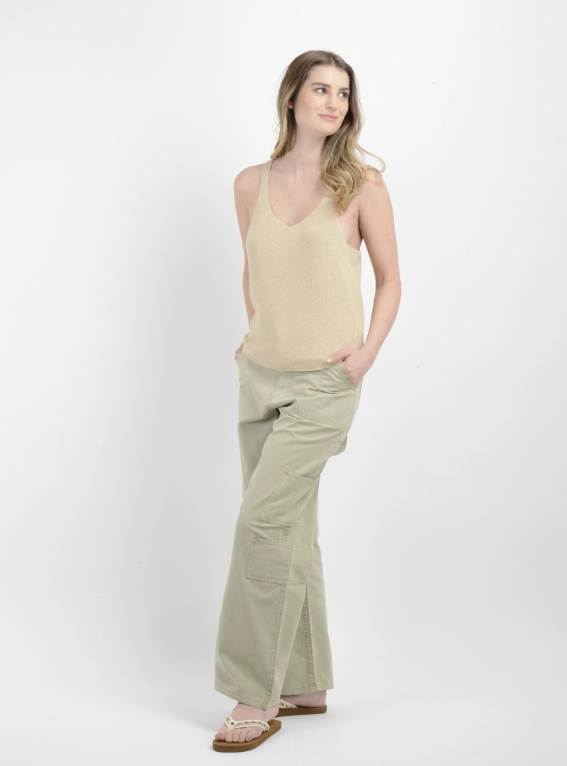 POLERA TEJIDA SIN MANGAS KAILEY BEIGE - 3