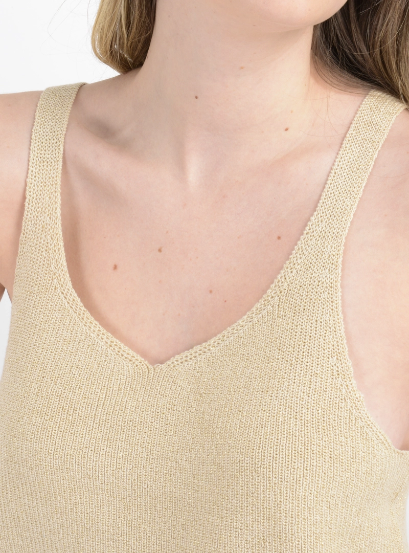 POLERA TEJIDA SIN MANGAS KAILEY BEIGE - 5