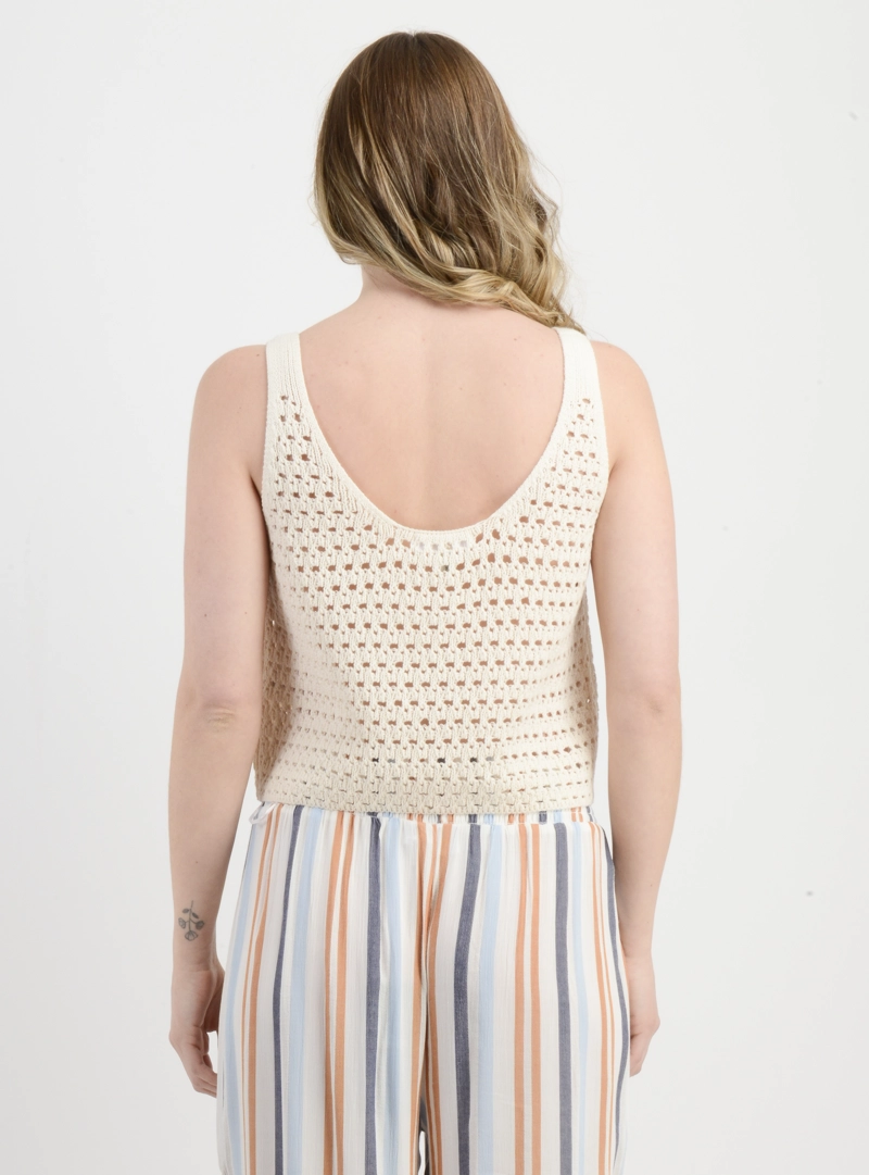 POLERA TEJIDA SIN MANGAS RYAN BEIGE - 2