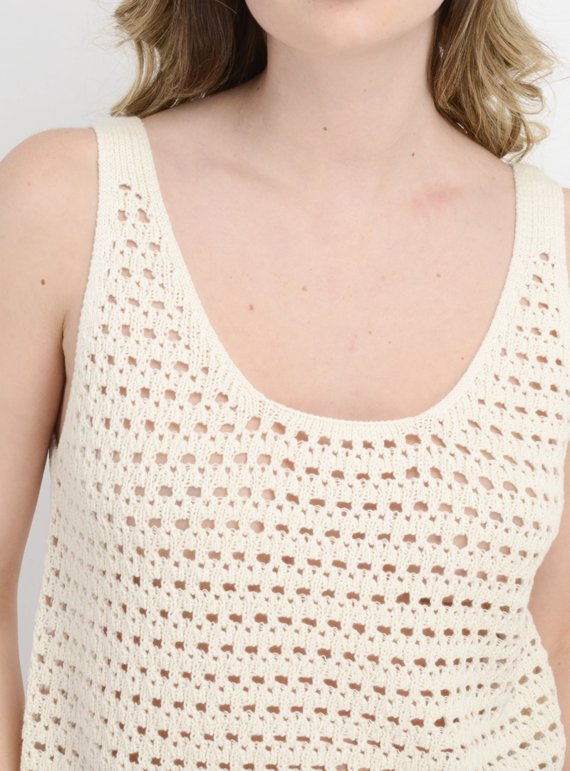 POLERA TEJIDA SIN MANGAS RYAN BEIGE - 5