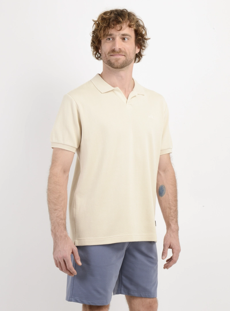 POLERA TEJIDA MANGA CORTA RIVERA BEIGE CLARO - 4