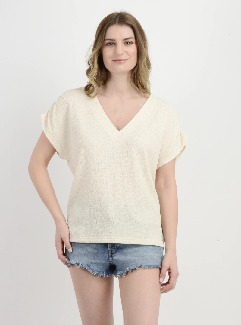 POLERA MANGA CORTA CAMILE BEIGE CLARO - 1