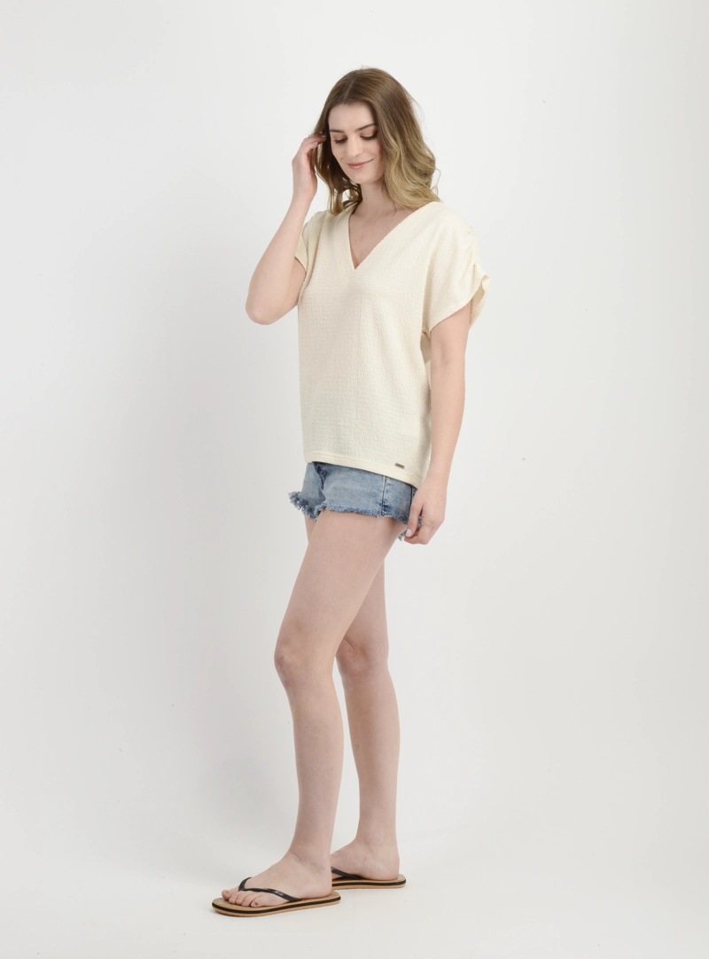 POLERA MANGA CORTA CAMILE BEIGE CLARO - 3