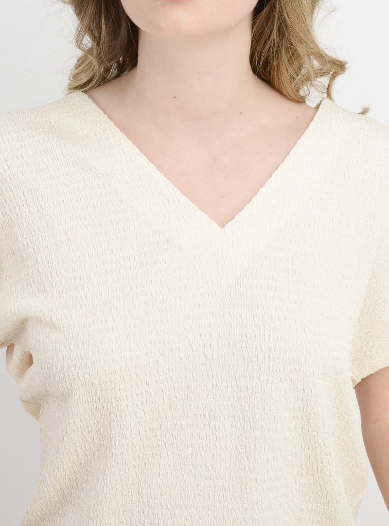POLERA MANGA CORTA CAMILE BEIGE CLARO - 5