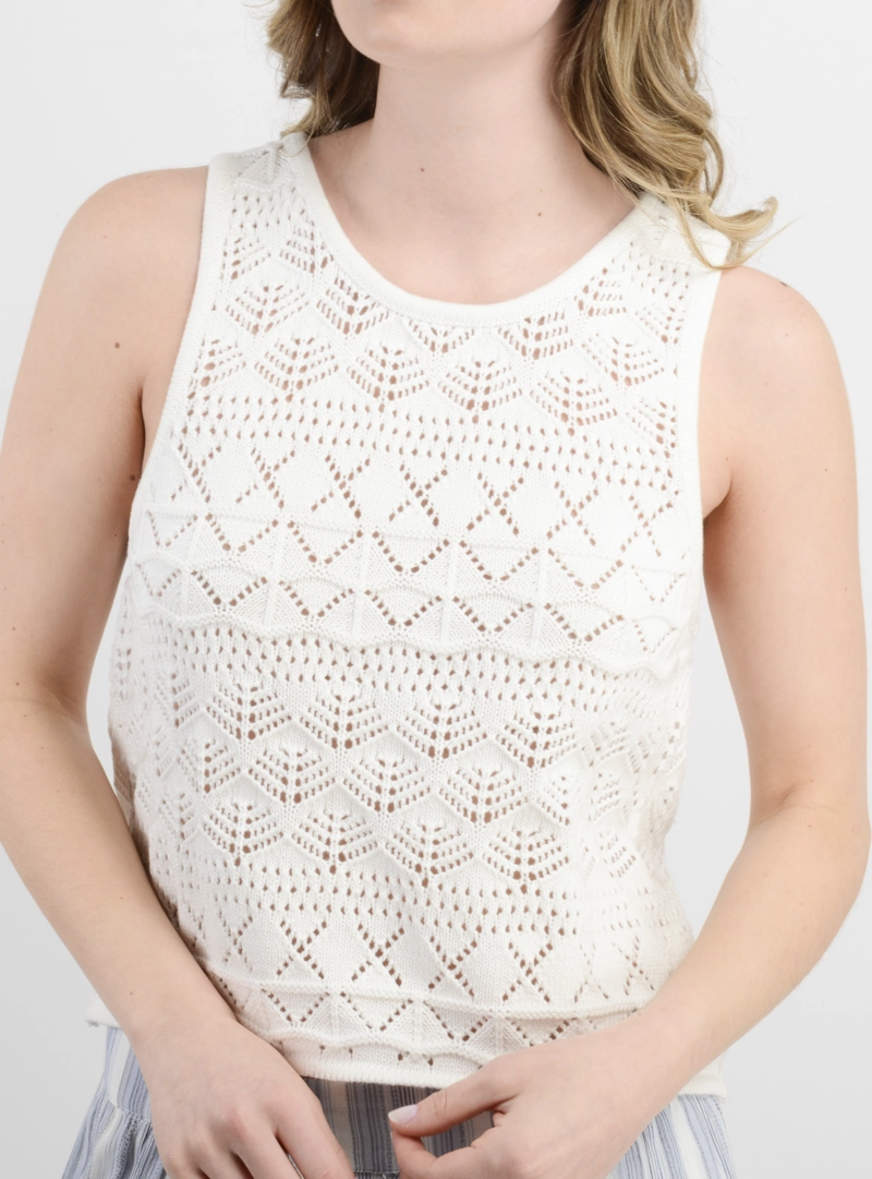 POLERA TEJIDA SIN MANGAS CEDAR BEIGE CLARO - 5