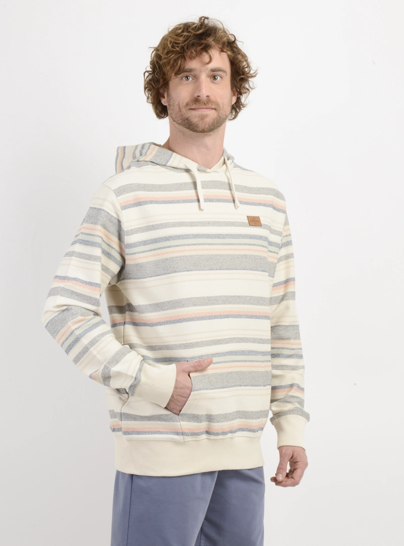 POLERON BAVARO STRIPE HOODIE BEIGE CLARO - 4