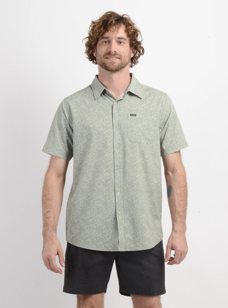 CAMISA MANGA CORTA TRVLR TRAVERSE FLORAL VERDE - 1