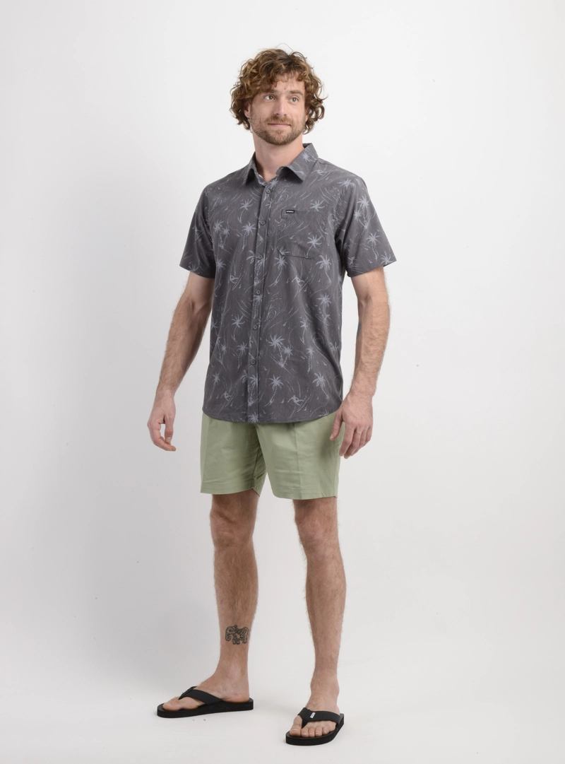 CAMISA MANGA CORTA TRVLR TRAVERSE PALM GRIS OSCURO - 3
