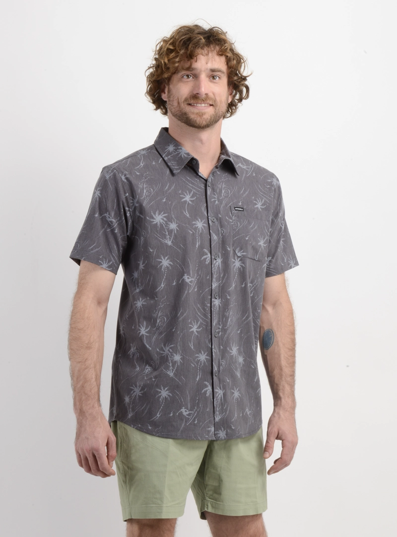 CAMISA MANGA CORTA TRVLR TRAVERSE PALM GRIS OSCURO - 4