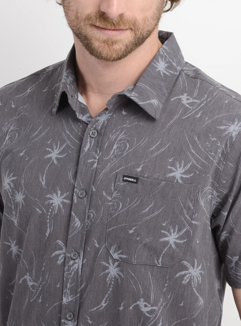 CAMISA MANGA CORTA TRVLR TRAVERSE PALM GRIS OSCURO - 5