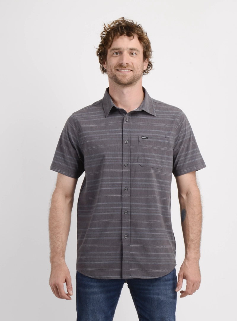 CAMISA MANGA CORTA TRVLR TRAVERSE STRIPE GRIS OSCURO - 1